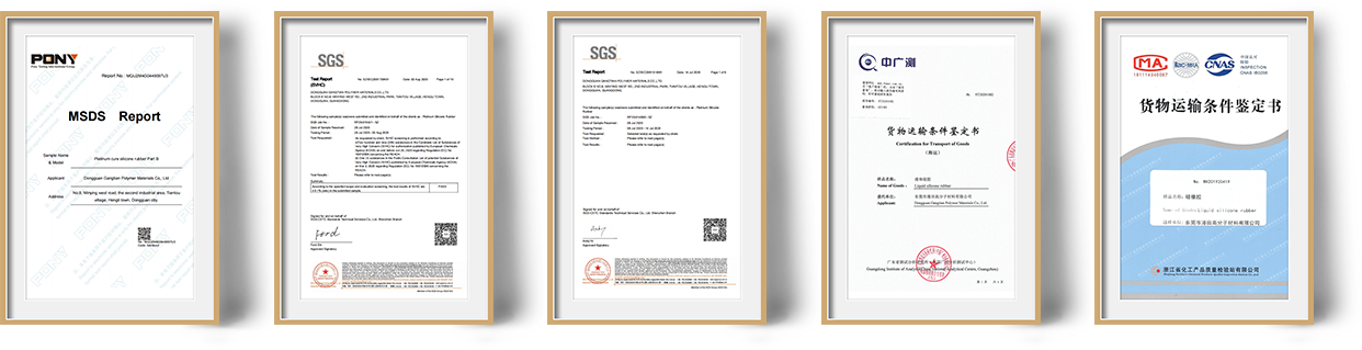 Certificats de conformité pour les produits en silicone de haute consistance